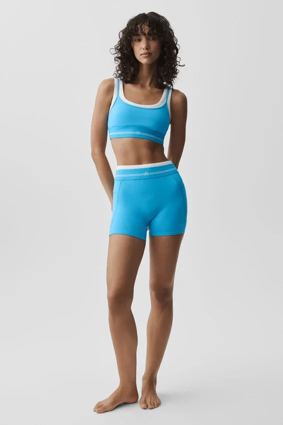 Pantalón corto High-Waist Airbrush «Better Together» - Azul celeste/Blanco