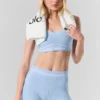 Pantalón corto High-Waist Alosoft «Heart Throb» de 4” - Azul concha jaspeado/Blanco