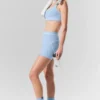 Pantalón corto High-Waist Alosoft «Heart Throb» de 4” - Azul concha jaspeado/Blanco