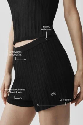 Pantalón corto High-Waist de punto Sunlit – Negro