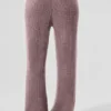 Pantalón de cachemira High-Waist con tejido de panal y textura mullida - Gris champiñón jaspeado