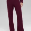 Pantalón de cachemira High-Waist con tejido tipo waffle y tacto suave - Burdeos