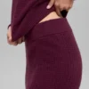 Pantalón de cachemira High-Waist con tejido tipo waffle y tacto suave - Burdeos