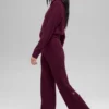 Pantalón de cachemira High-Waist con tejido tipo waffle y tacto suave - Burdeos