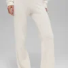 Pantalón de cachemira High-Waist con tejido tipo waffle y textura mullida - Marfil