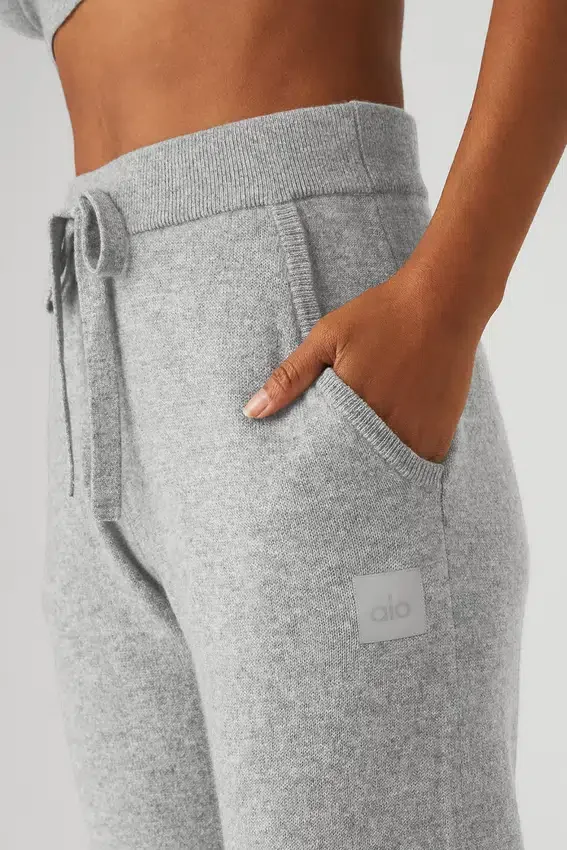 Pantalón de cachemira High-Waist Jet Set - Gris paloma jaspeado