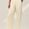 Pantalón de pierna ancha Riviera de mezcla de lino - Beige arena
