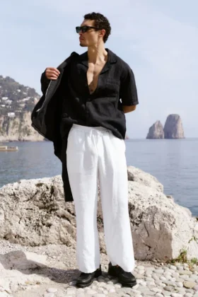 Pantalón de pierna recta Linen Days - Blanco