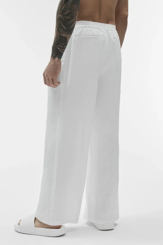 Pantalón de pierna recta Linen Days - Blanco