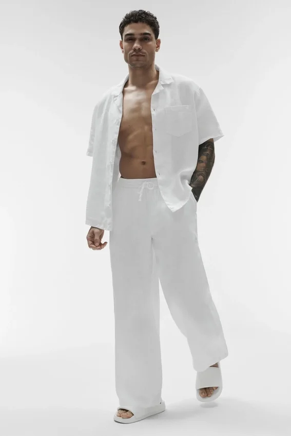 Pantalón de pierna recta Linen Days - Blanco