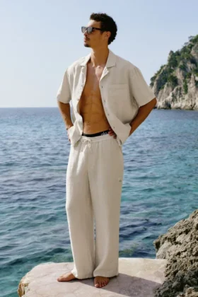 Pantalón de pierna recta Linen Days - Color hueso