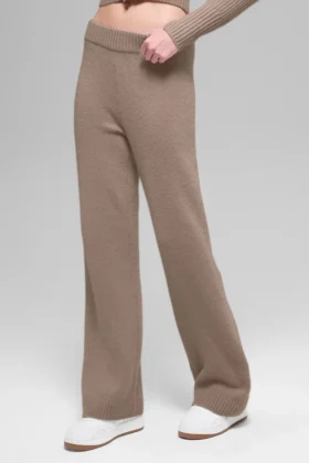 Pantalón High-Waist de lana y cachemira con corte ancho New Class - Chai Latte