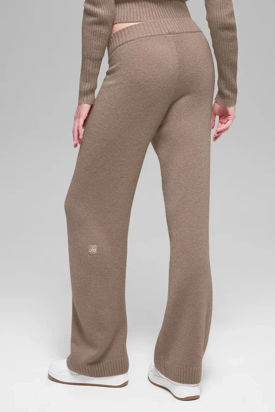 Pantalón High-Waist de lana y cachemira con corte ancho New Class - Chai Latte