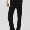 Pantalón High-Waist de pierna recta Sunlit de punto tipo jersé - Negro