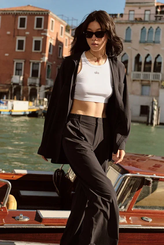 Pantalón High-Waist Pursuit (corte regular) - Negro