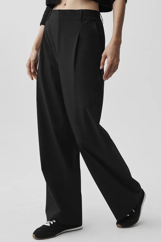 Pantalón High-Waist Pursuit (corte regular) - Negro