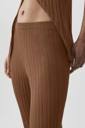 Pantalón High-Waist recto estilo jersé «Sunlit» — Marrón «Sun Kissed»
