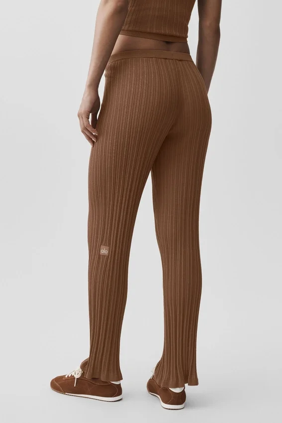 Pantalón High-Waist recto estilo jersé «Sunlit» — Marrón «Sun Kissed»