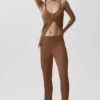 Pantalón High-Waist recto estilo jersé «Sunlit» — Marrón «Sun Kissed»