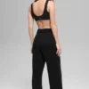 Pantalón High-Waist y pierna ancha New Class de lana y cachemira - Negro