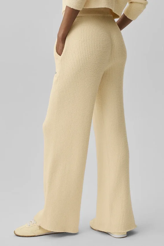 Pantalón High-Waist y pierna ancha Snuggle Up — Amarillo Candlelight
