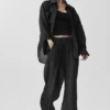 Pantalón High-Waist y pierna recta «Golden Hour» semitransparente - Negro
