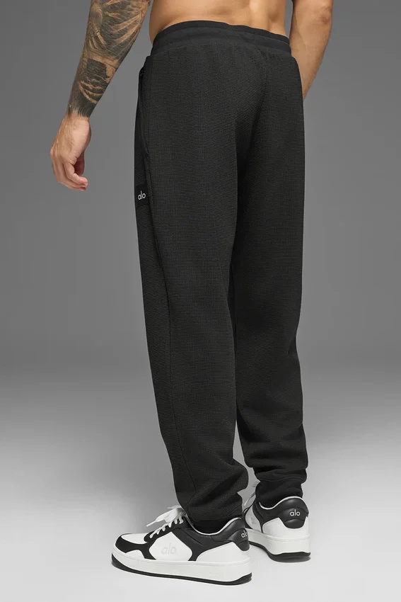 Pantalón jogger de estar por casa con tejido tipo waffle - Negro