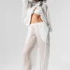Pantalón jogger de pierna ancha Sheer Game Time - Blanco