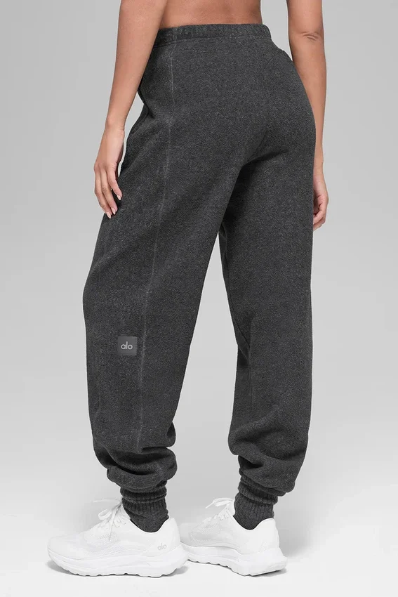 Pantalón jogger de polar High-Waist «Retreat» — Gris jaspeado oscuro