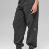 Pantalón jogger de polar High-Waist «Retreat» — Gris jaspeado oscuro