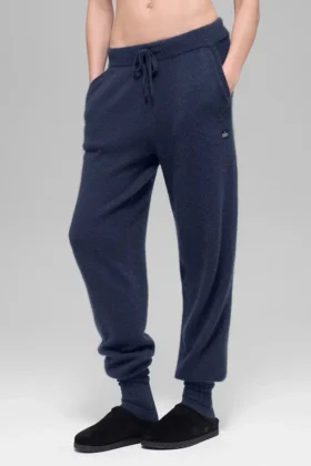 Pantalón jogger High-Waist New Class de lana y cachemira – Azul marino