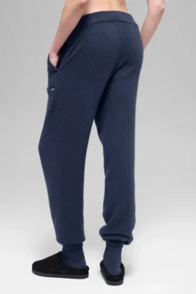 Pantalón jogger High-Waist New Class de lana y cachemira – Azul marino