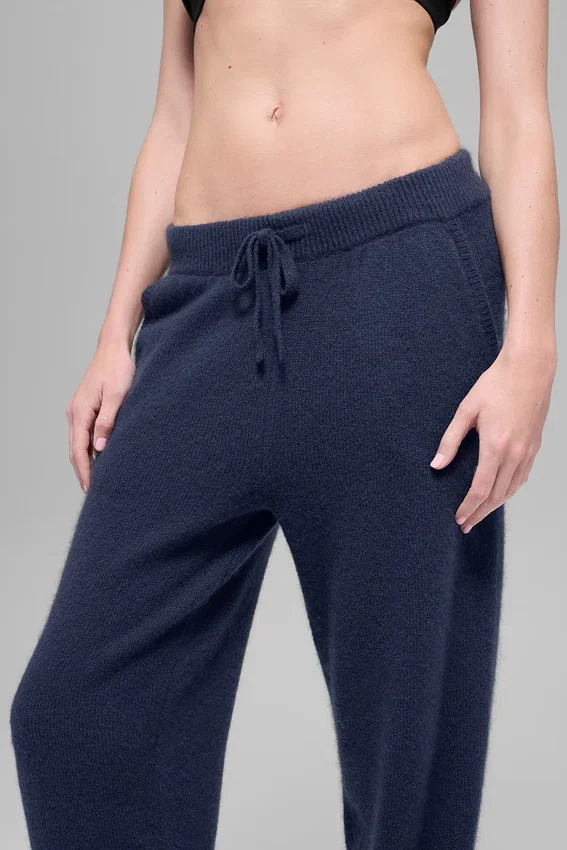 Pantalón jogger High-Waist New Class de lana y cachemira – Azul marino
