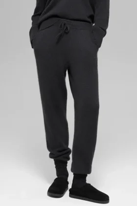 Pantalón jogger High-Waist New Class de lana y cachemira - Negro