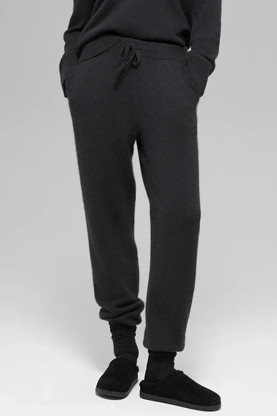 Pantalón jogger High-Waist New Class de lana y cachemira - Negro