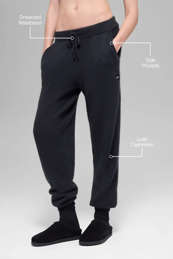 Pantalón jogger High-Waist New Class de lana y cachemira - Negro