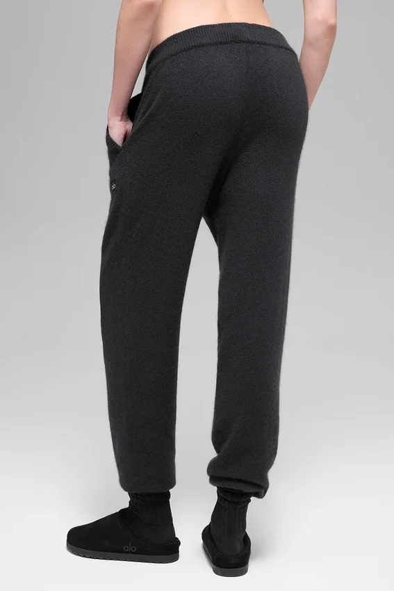 Pantalón jogger High-Waist New Class de lana y cachemira - Negro