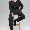 Pantalón jogger High-Waist New Class de lana y cachemira - Negro