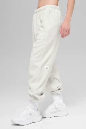 Pantalón jogger «Retreat» de felpa polar High-Waist - Gris jaspeado blanco