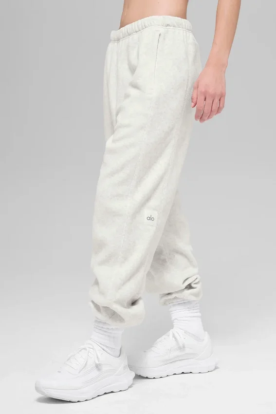 Pantalón jogger «Retreat» de felpa polar High-Waist - Gris jaspeado blanco