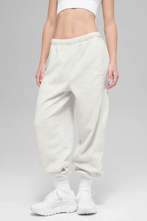 Pantalón jogger «Retreat» de felpa polar High-Waist - Gris jaspeado blanco