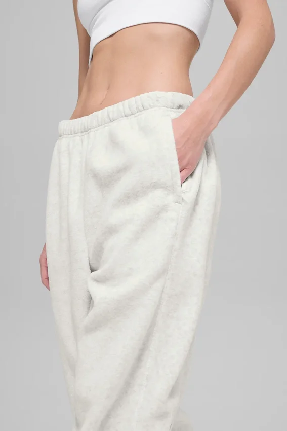 Pantalón jogger «Retreat» de felpa polar High-Waist - Gris jaspeado blanco