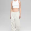 Pantalón jogger «Retreat» de felpa polar High-Waist - Gris jaspeado blanco