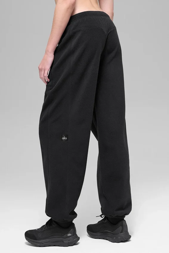 Pantalón jogger «Retreat» de polar de cintura High-Waist — Negro