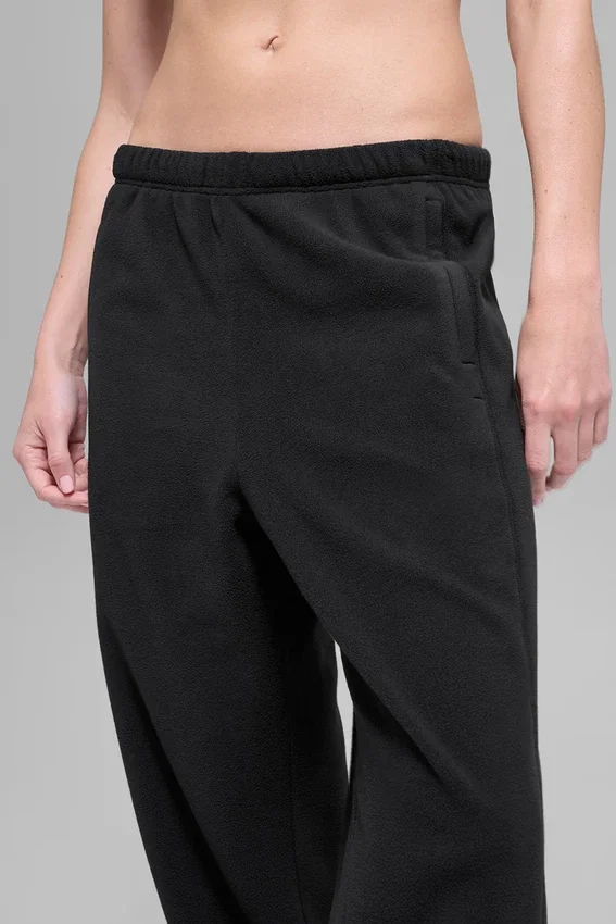 Pantalón jogger «Retreat» de polar de cintura High-Waist — Negro