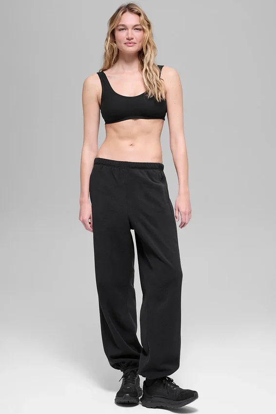 Pantalón jogger «Retreat» de polar de cintura High-Waist — Negro