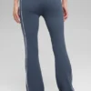 Pantalones acampanados de cintura alta de jerséu acanalado — Bluestone/Blanco