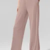 Pantalones acampanados delicados para estar en casa, semitransparentes - gris topo