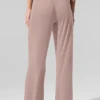 Pantalones acampanados delicados para estar en casa, semitransparentes - gris topo
