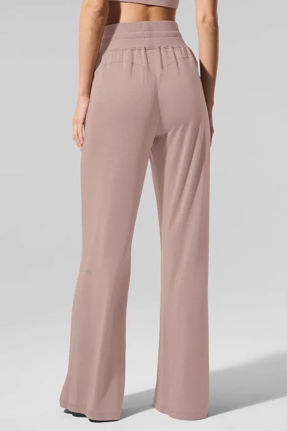 Pantalones acampanados delicados para estar en casa, semitransparentes - gris topo